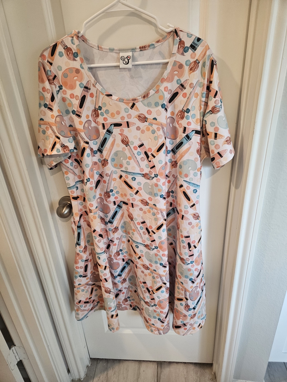 Women's Pink Cosmetic Print Swing Dress